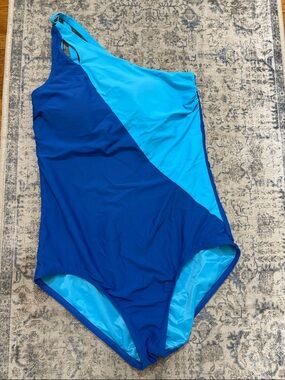Lands End  One-Piece Swimsuit - Two-Tone Blue - women’s size 12